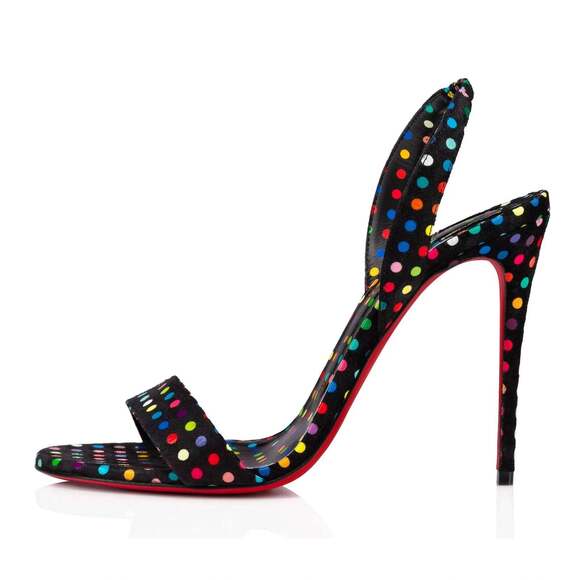 Christian Louboutin O Marylin 100 Black Polka Dot Slingback Sandal Heel Pump 40 - Picture 3 of 12